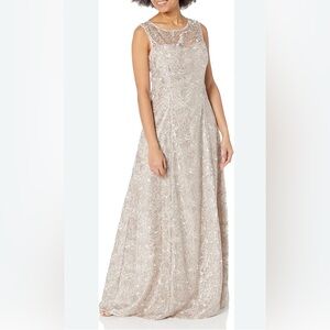 Adrianna Papell Lace Maxi Dress in Cream